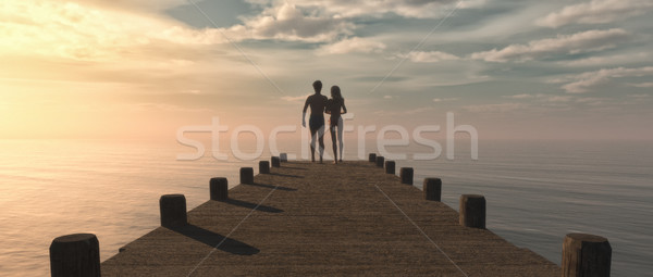 Silhouette of a couple Stock photo © orla