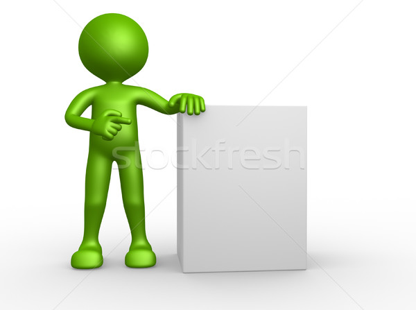 3d people - man, person pointing a blank board  Stock photo © orla