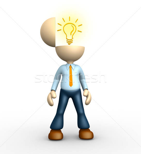 Intelligente 3D-Menschen Mann Person Glühlampe Business Stock foto © orla