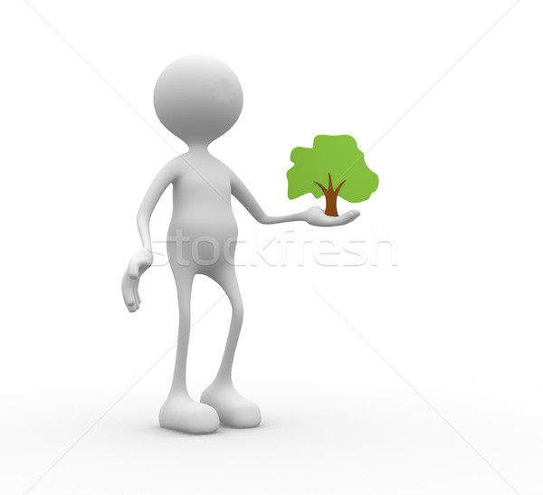 [[stock_photo]]: Arbre · dessin · gens · 3d · homme · personne · fleur