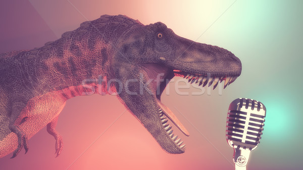 Dinosaur with a microphone old Stock photo © orla