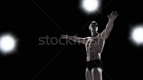 [[stock_photo]]: Nager · nuit · rendu · 3d · illustration · eau