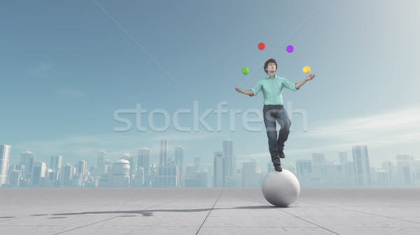 Man juggles the ball in balance  Stock photo © orla