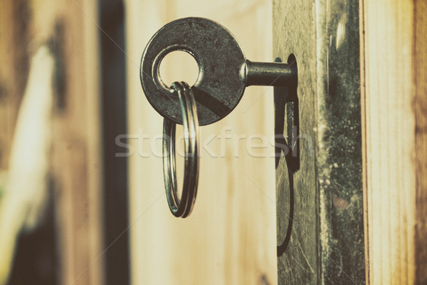 Chave buraco de fechadura porta serviço trancar foto Foto stock © orla