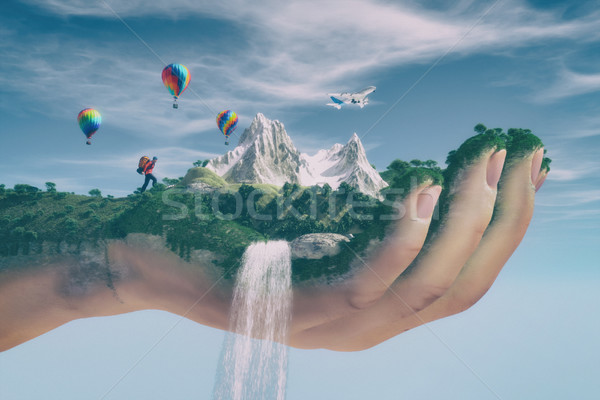 Conceptual image of a mountain landscape Stock photo © orla