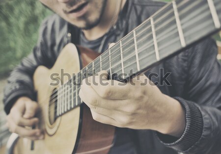 Stockfoto: Man · spelen · gitaar · textuur · abstract · licht