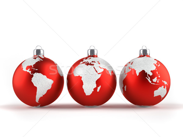 Сток-фото: Рождества · украшения · Мир · карт · 3d · визуализации · дерево