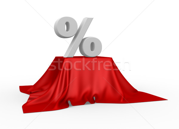 Stock foto: Prozentsatz · Reduzierung · Symbol · Tabelle · Tuch · 3D