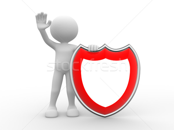3d men and shield - 3d render Stock photo © orla