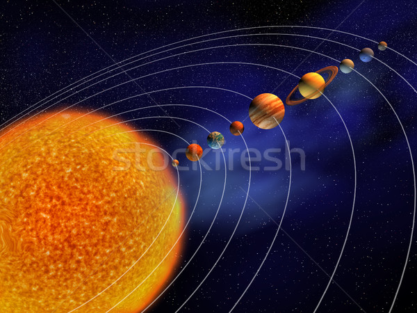 Zonnestelsel 3d render illustratie aarde ruimte wetenschap Stockfoto © orla