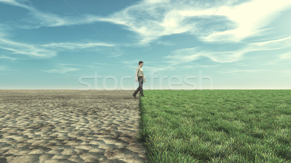 Man goes through the sand and grass Stock photo © orla