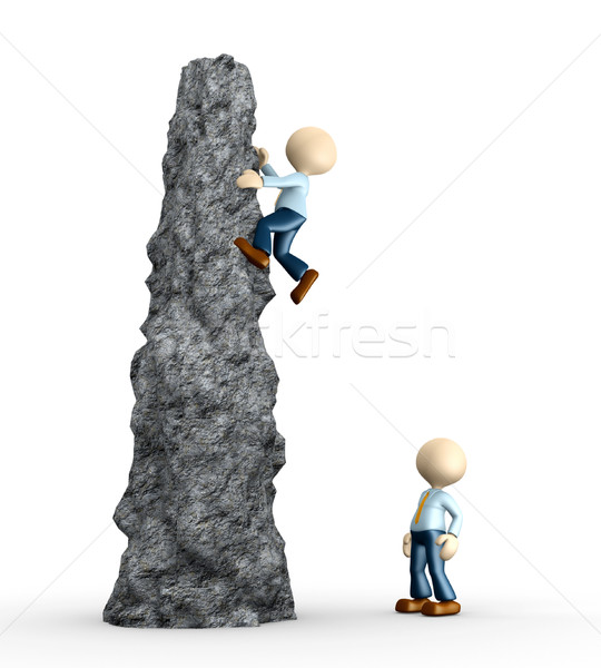 Klettern Klippe 3D-Menschen Männer Person Geschäftsmann Stock foto © orla