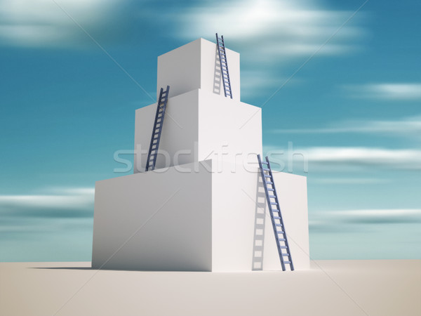 [[stock_photo]]: Tour · rendu · 3d · illustration · ciel · boîte