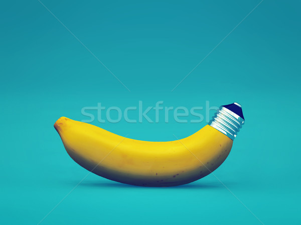 Zöld energia gyümölcs banán villanykörte foglalat farok Stock fotó © orla