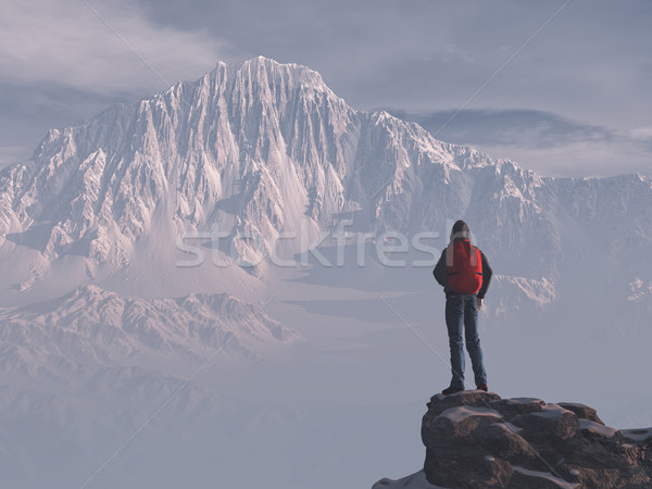 Young man up the mountain  Stock photo © orla