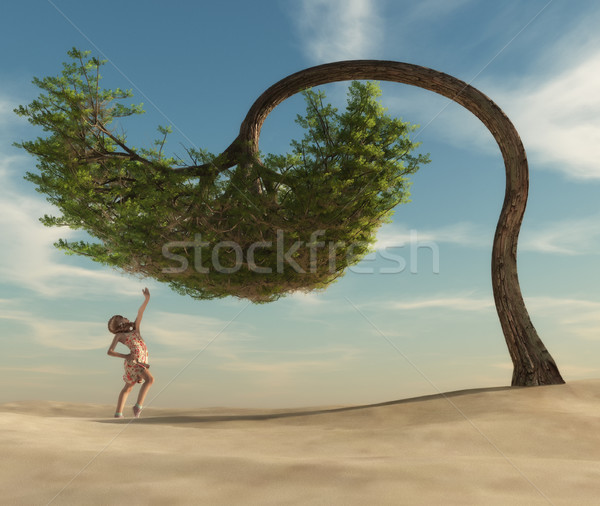 Sitzung Baum 3d render Illustration Mädchen Stock foto © orla