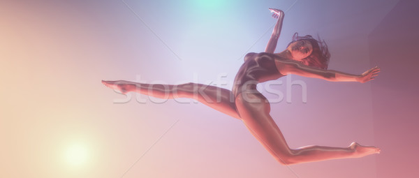 Genç jimnastikçi atlama renkli 3d render Stok fotoğraf © orla