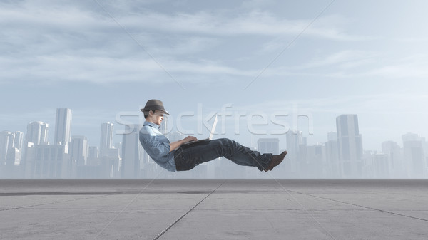 Fast levitating businessman Stock photo © orla