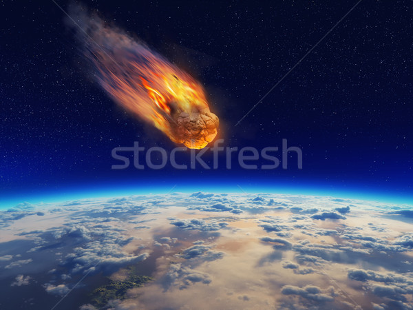 Meteoro queda planeta terra paisagem montanha Foto stock © orla