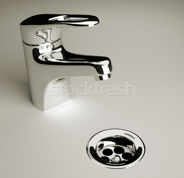 Rubinetto vasca da bagno rendering 3d illustrazione stream plumbing Foto d'archivio © orla