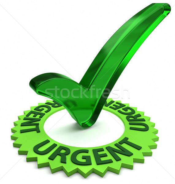 Urgente verde etiqueta texto en 3d comprobar Foto stock © OutStyle