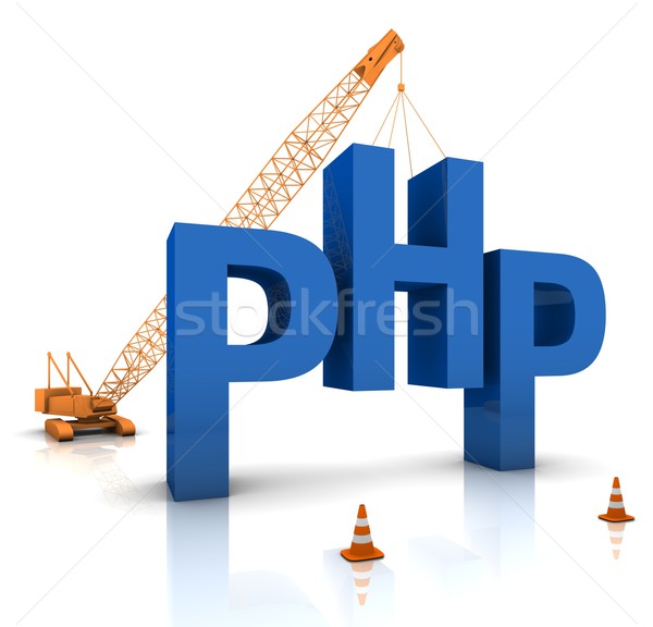 Php codifica gru costruzione blu Foto d'archivio © OutStyle