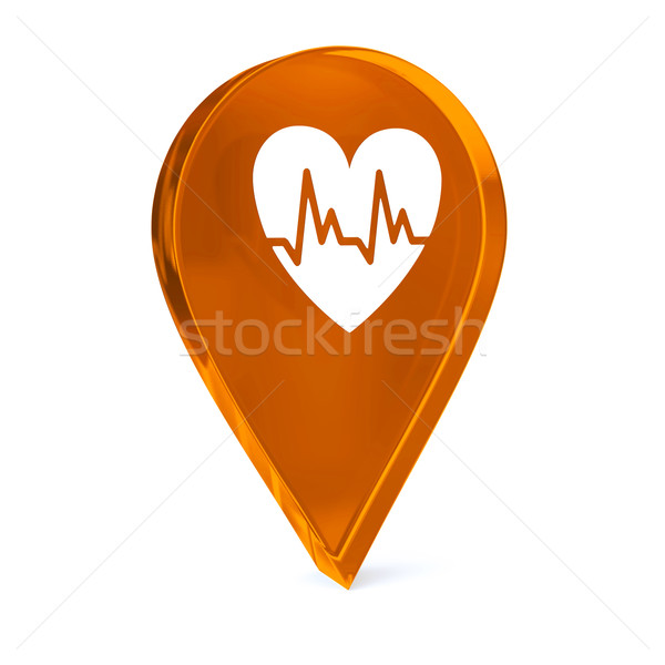 Cardiologie sticlă gps marcator icoană alb Imagine de stoc © OutStyle