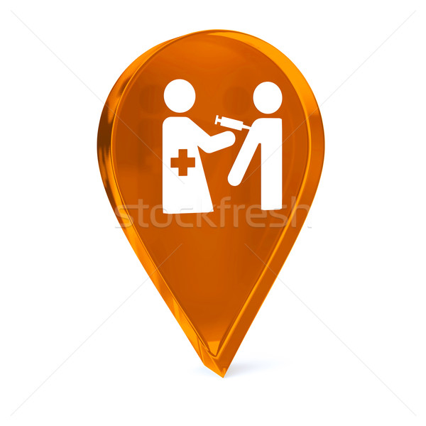 Inmunización servicios vidrio GPS marcador icono Foto stock © OutStyle