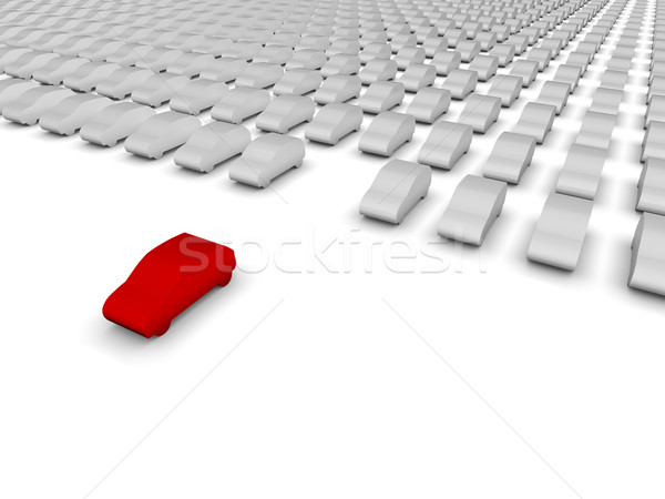 Czerwony samochodu parking grupy sukces cel Zdjęcia stock © OutStyle