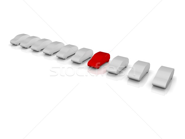 Rouge voiture permanent sur rangée voitures Photo stock © OutStyle