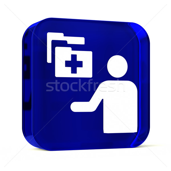 Hospital administração vidro botão ícone branco Foto stock © OutStyle