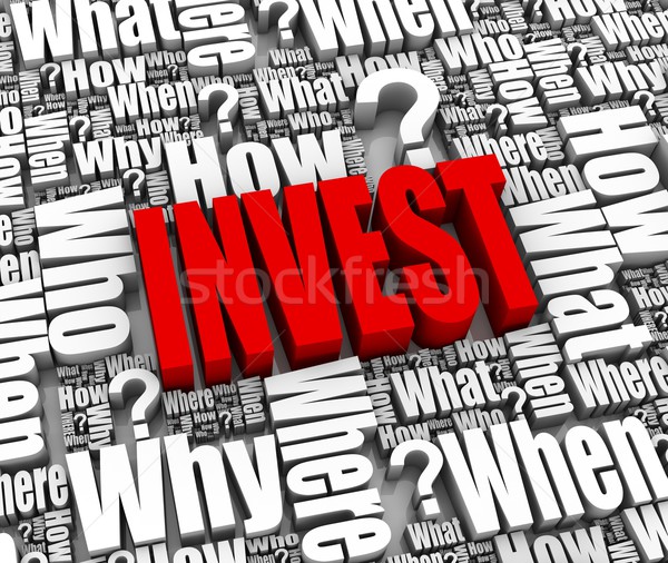 Stockfoto: Investering · strategie · groep · 3D · woorden · business