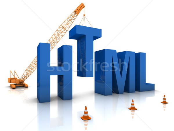 Html kodowanie budowa Żuraw budynku niebieski Zdjęcia stock © OutStyle