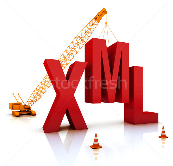 Xml kodowanie budowa Żuraw budynku niebieski Zdjęcia stock © OutStyle
