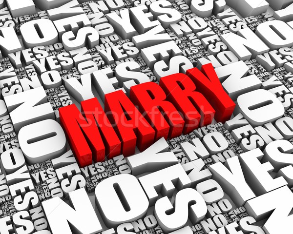 Matrimonio decisione testo 3d sì no parole Foto d'archivio © OutStyle