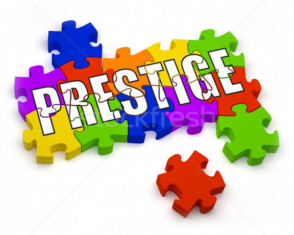 Stock foto: Prestige · 3D · Puzzle · Stücke · Text · Puzzle