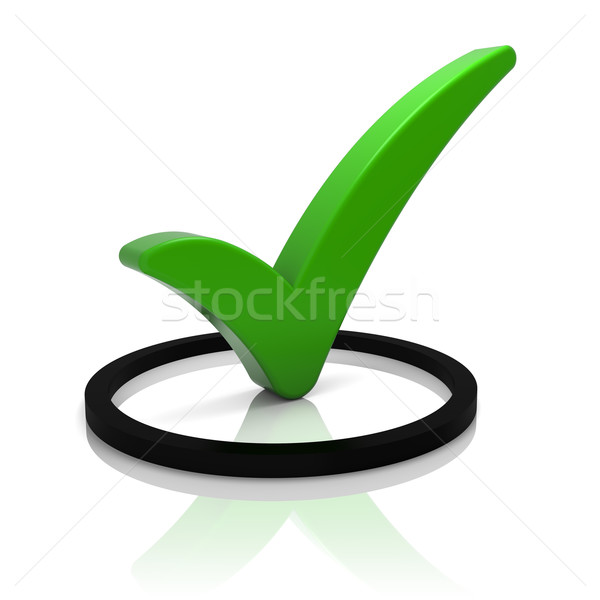 ストックフォト: 緑 · チェック · マーク · ボックス · 孤立した · 白