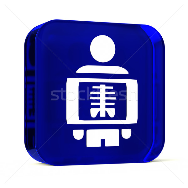 Radiologia szkła przycisk ikona biały Zdjęcia stock © OutStyle