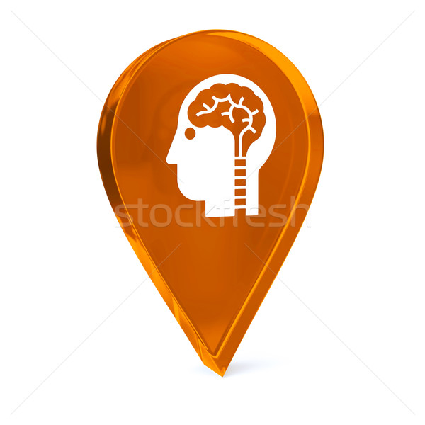 Neurologia szkła GPS znacznik ikona biały Zdjęcia stock © OutStyle