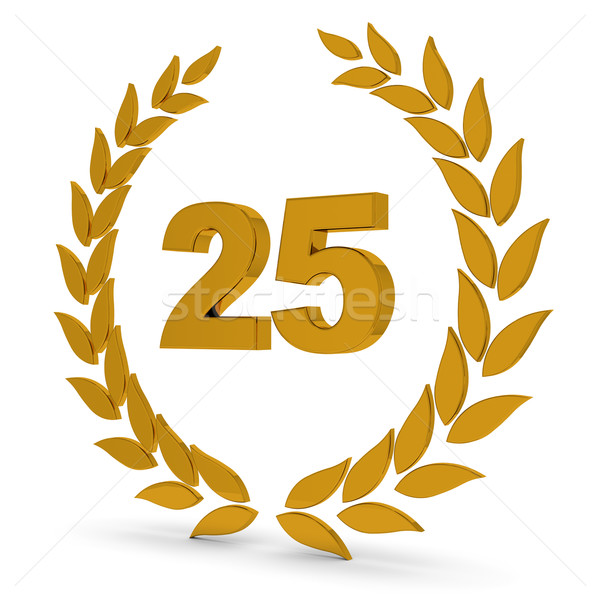 25th Anniversary Golden Laurel Wreath Stock photo © OutStyle
