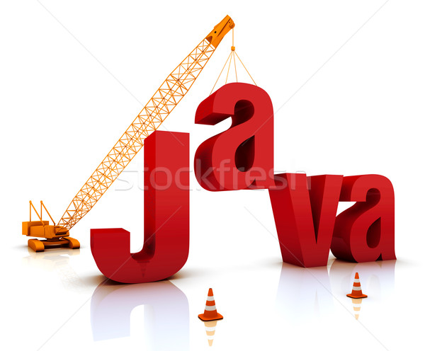 Java codering bouwplaats kraan gebouw Blauw Stockfoto © OutStyle