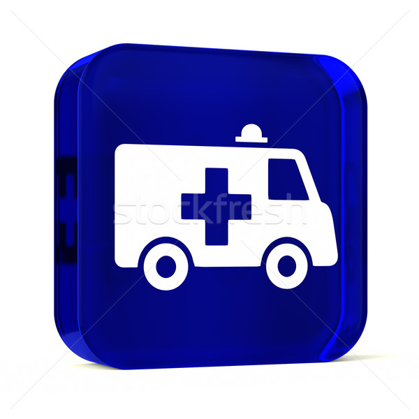 Ambulance verre bouton icône blanche [[stock_photo]] © OutStyle