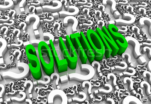 Oplossingen 3d tekst vraagtekens succes tekst oplossing Stockfoto © OutStyle
