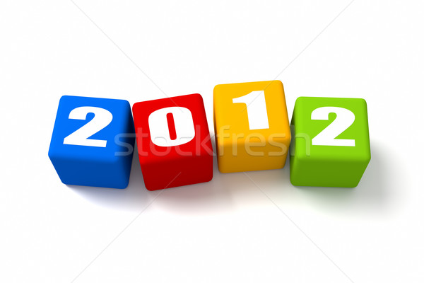 Neujahr 2012 Jahr Würfel Zeichen Stock foto © OutStyle