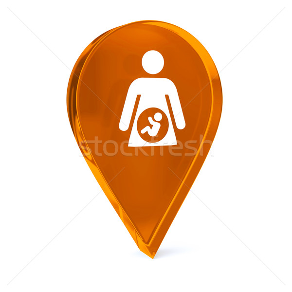 Szülés üveg GPS jelző ikon fehér Stock fotó © OutStyle