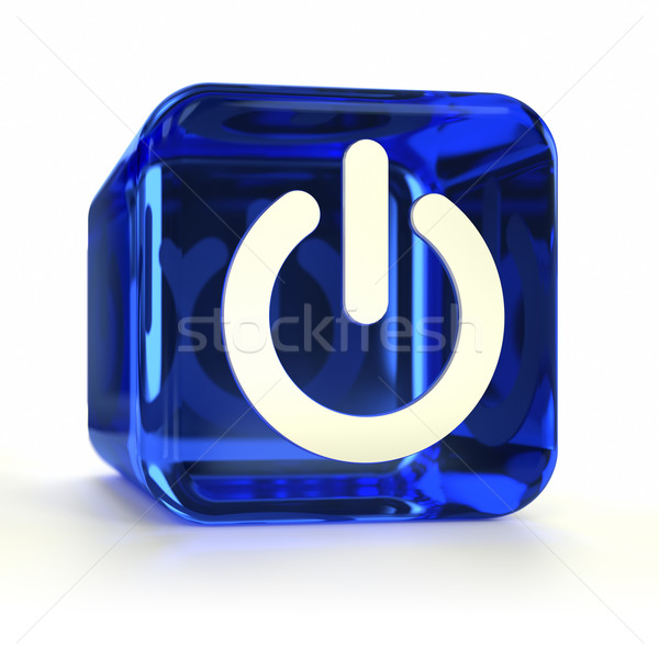 [[stock_photo]]: Bleu · pouvoir · icône · icône · de · l'ordinateur · blanche