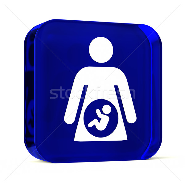 Szülés üveg gomb ikon fehér egészségügy Stock fotó © OutStyle