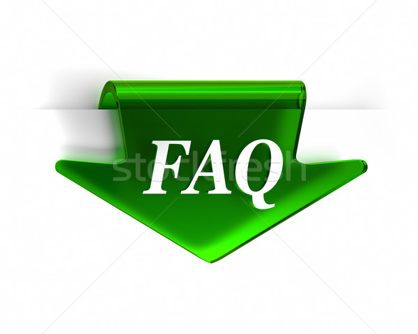 Faq groene pijl glas top pagina Stockfoto © OutStyle