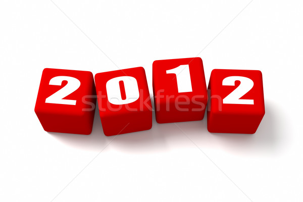 Anul nou 2012 roşu cuburi semna data Imagine de stoc © OutStyle