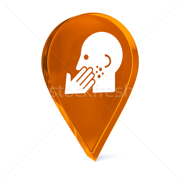 Bőrgyógyászat üveg GPS jelző ikon fehér Stock fotó © OutStyle